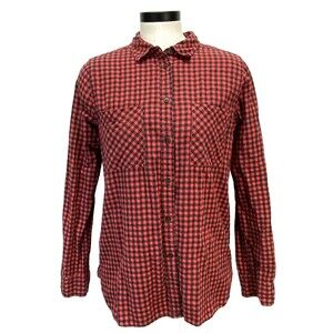 J. Crew Cotton Flannel Women's Shirt 6 Red/Black Check Plaid Top 2132